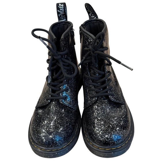 Dr. Martens Kids 1460 Black Glitter Combat Boots Side Zip Lace-Up US 3 - Picture 3 of 7